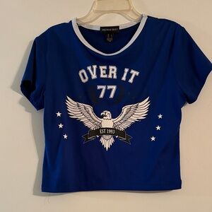 Blue Graphic Tee with Eagle Design